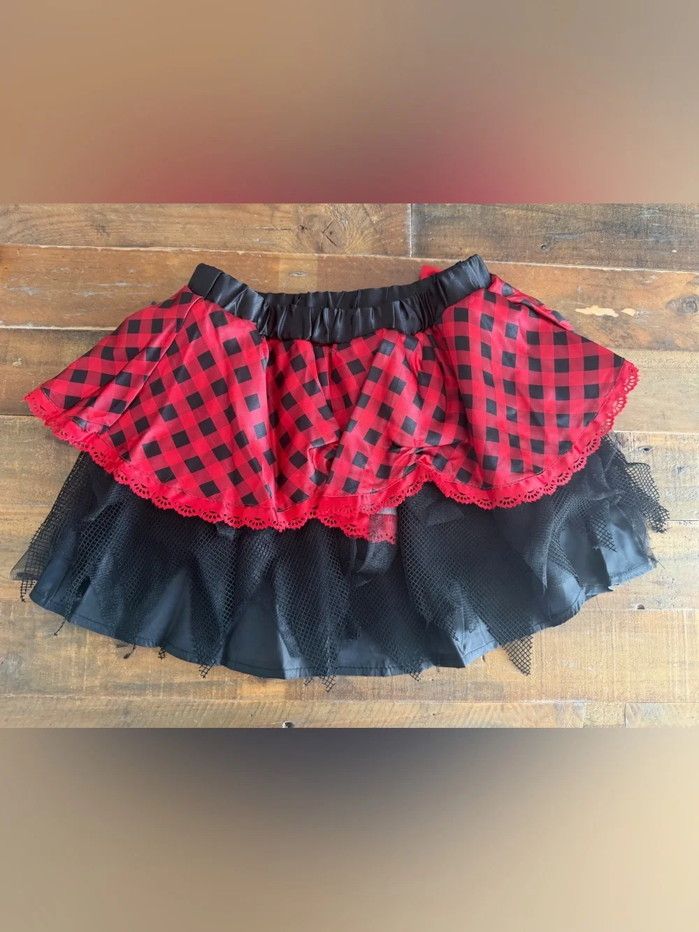 Dark Riding Hood Red & Black Halloween Tutu Skirt - Child One Size